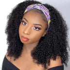 Headband Wigs Human Hair Kinky Curly for Black Women Curly Human Hair Wigs Brazilian Virgin Hair Wear and Go Glueless Wig Natural Color 180% Density
