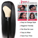 Straight Headband Wigs Human Hair for Black Women Glueless None Lace Front Wig Brazilian Virgin Human Hair Wigs Natural