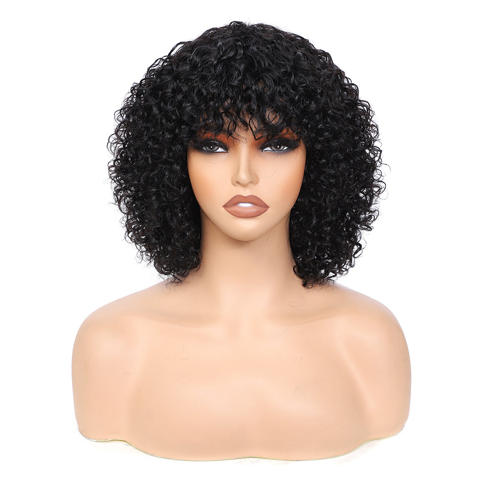 Short Curly Wig 210% Natural Color 100% Human Hair
