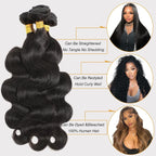 Human Hair Bundles Body Wave Bundles 10A Grade 100% Unprocessed Brazilian Virgin Hair 3 Bundles Deals Real Human Hair Extensions For Black Women Natural Black