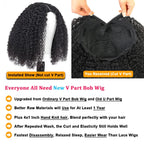 v part wig human hair kinky curly upgrade u part glueless wigs human hair pre plucked for black women 180% density 4x4x1 inch middle net clip in half wig natural black
