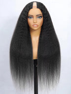 Kinky Straight U Part Human Hair Wig 12A Upgraded Glueless Full Head Clip in U Part Wigs for Women Natural Black brazilian hair