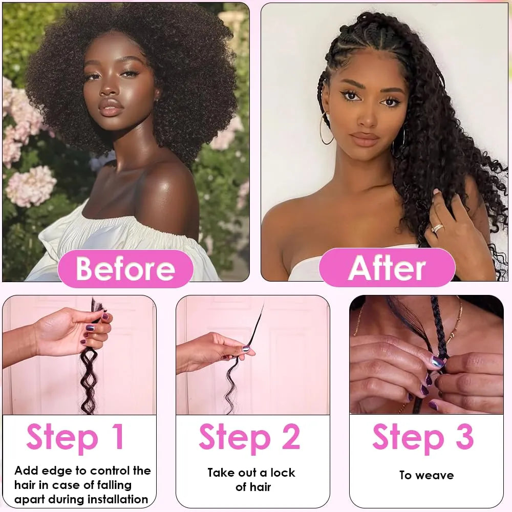 Human Braiding Hair for Boho Braids 18 Inch 100g 2 Bundles/Pack Deep Wave 12A Curly Brazilian Virgin Hair Extensions No Weft Knotless Bulk