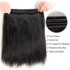 Straight Human Hair Brazilian Straight Hair Bundles 100% Unprocessed Virgin Hair Weave Bundle Human Hair Extensions for Women Natural Color