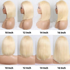 Blonde Bob Wig Human Hair Straight 613 Human Hair 12 Inch 180 Density 613 Blonde Suitable for All Hair Types 13x4 HD Transparent Lace Wigs for Women with Baby Hair