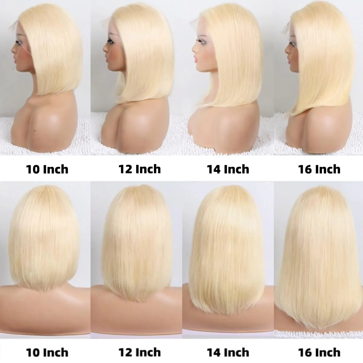 Blonde Bob Wig Human Hair Straight 613 Human Hair 12 Inch 180 Density 613 Blonde Suitable for All Hair Types 13x4 HD Transparent Lace Wigs for Women with Baby Hair
