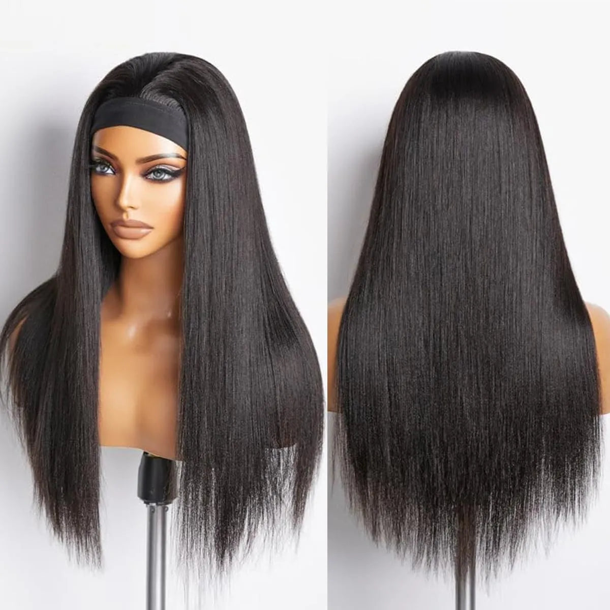 Straight Headband Wigs Human Hair for Black Women Glueless None Lace Front Wig Brazilian Virgin Human Hair Wigs Natural