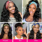 Human Hair Body Wave Headband Wigs for Black Women Brazilian Virgin Hair Glueless None Lace Front Wigs Headband Wig Wear and Go Wigs 180% Density