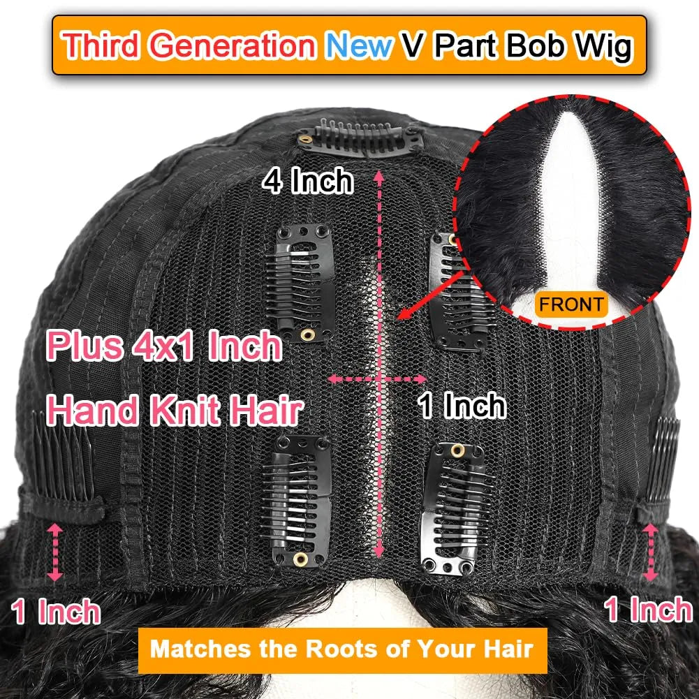 v part wig human hair kinky curly upgrade u part glueless wigs human hair pre plucked for black women 180% density 4x4x1 inch middle net clip in half wig natural black