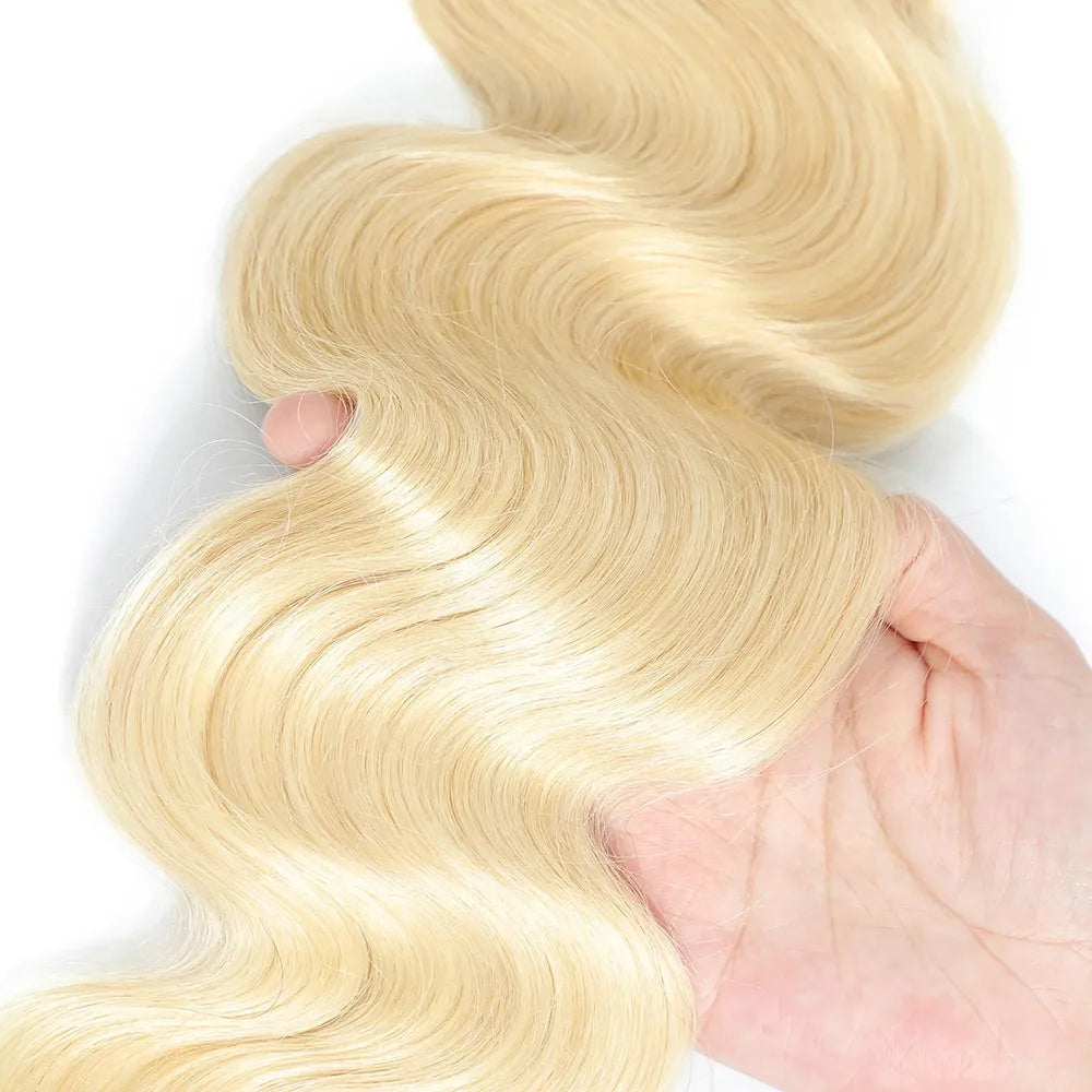 613 Bundles Blonde Human Hair Single Bundle 12-28 inch 3 Bundles Body Wave 100% Unprocessed 10A Brazilian Virgin 613 Human Hair Bundles 100g per bundle