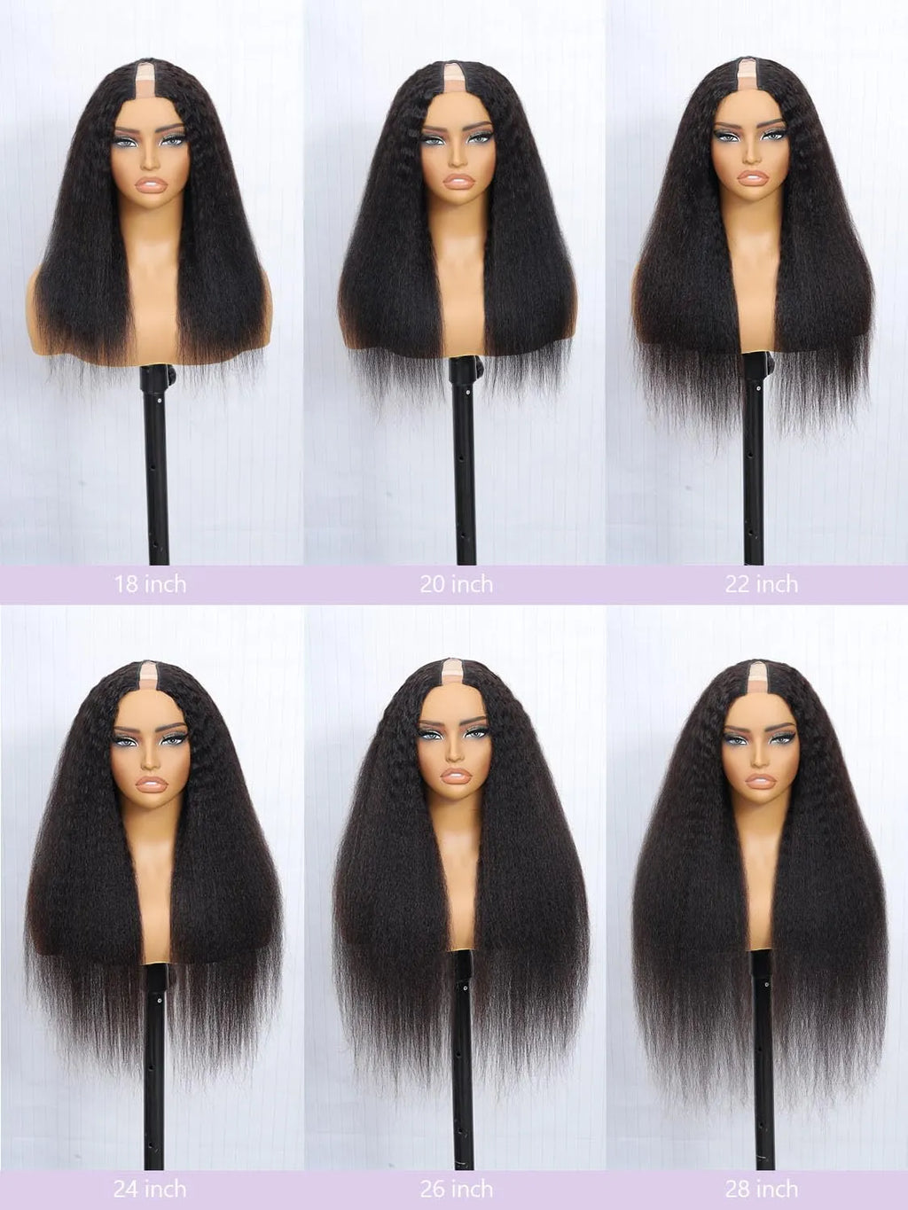 Kinky Straight U Part Human Hair Wig 12A Upgraded Glueless Full Head Clip in U Part Wigs for Women Natural Black brazilian hair