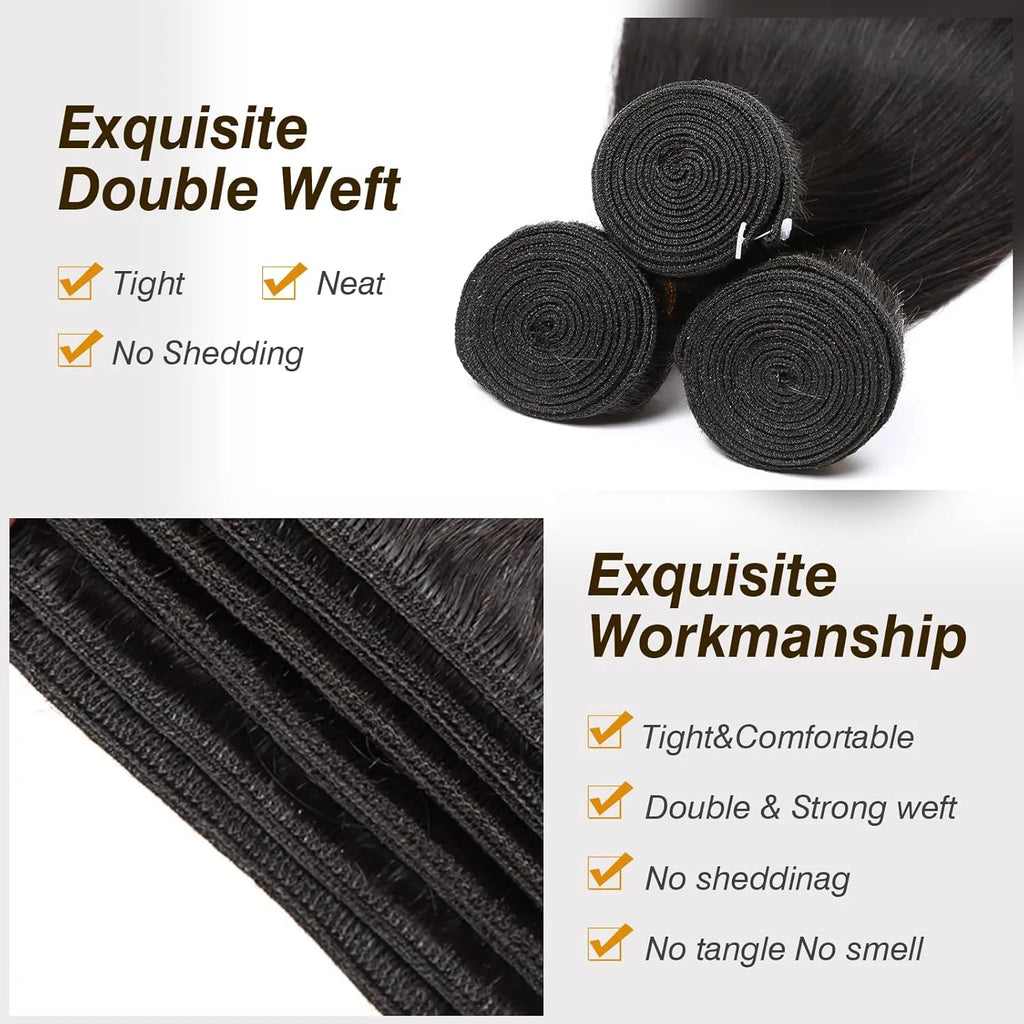 Human Hair Bundles Body Wave Bundles 10A Grade 100% Unprocessed Brazilian Virgin Hair 3 Bundles Deals Real Human Hair Extensions For Black Women Natural Black