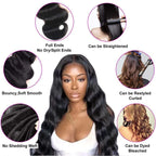 Body Wave Human Hair 3 Bundles 100% Unprocessed 10A Brazilian Raw Weave Bundle Human Hair Extensions for Black Women Natural Color