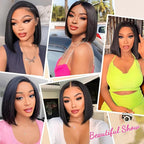 Bob Wig 13x4 HD Transparent Lace Front Wigs 100% Human Hair Pre Plucked 180% Density Short Bob Glueless Straight Wigs Human Hair for Women Natural Black