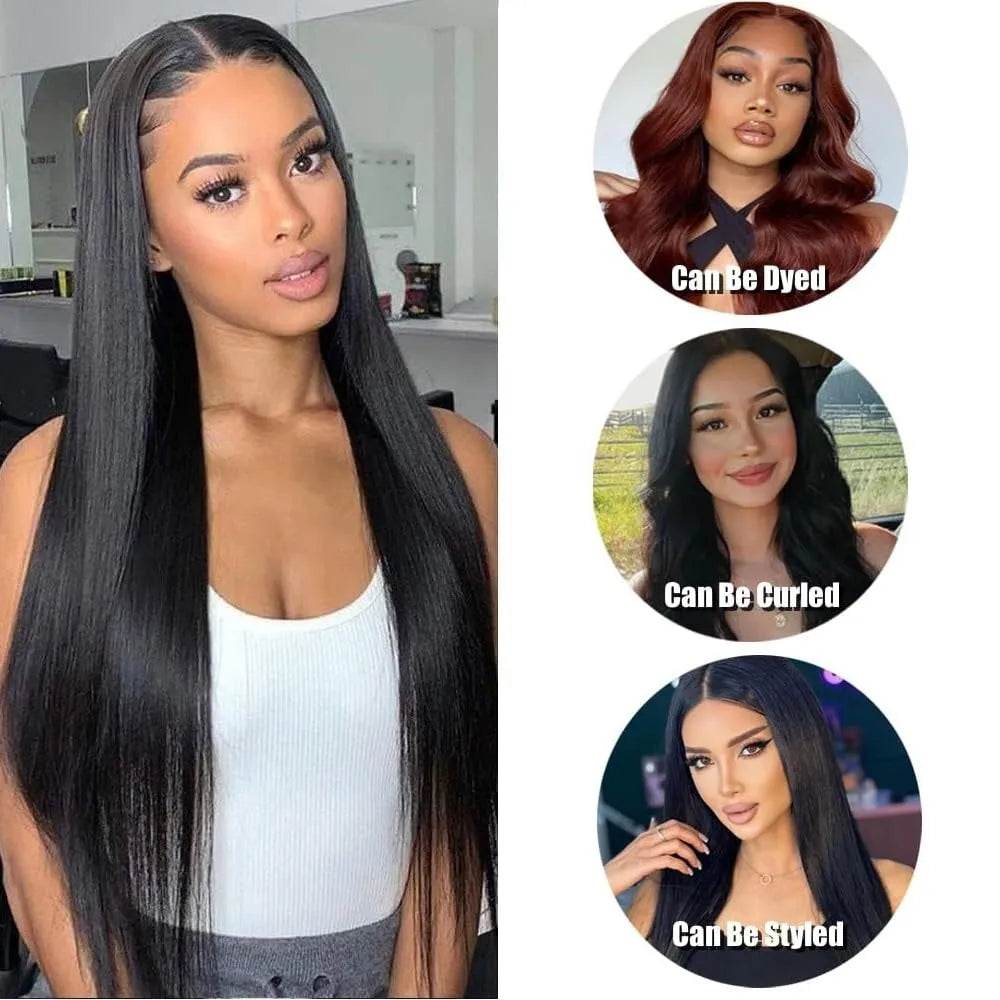 Straight Human Hair Brazilian Straight Hair Bundles 100% Unprocessed Virgin Hair Weave Bundle Human Hair Extensions for Women Natural Color