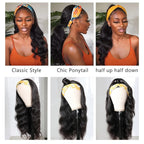 Human Hair Body Wave Headband Wigs for Black Women Brazilian Virgin Hair Glueless None Lace Front Wigs Headband Wig Wear and Go Wigs 180% Density