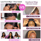 Headband Wigs Human Hair Straight for Black Women Glueless None Lace Front Wigs Brazilian Virgin Human Hair Machine Made Wig 180% Density Natural Color