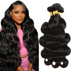 Human Hair Bundles Body Wave Bundles 10A Grade 100% Unprocessed Brazilian Virgin Hair 3 Bundles Deals Real Human Hair Extensions For Black Women Natural Black