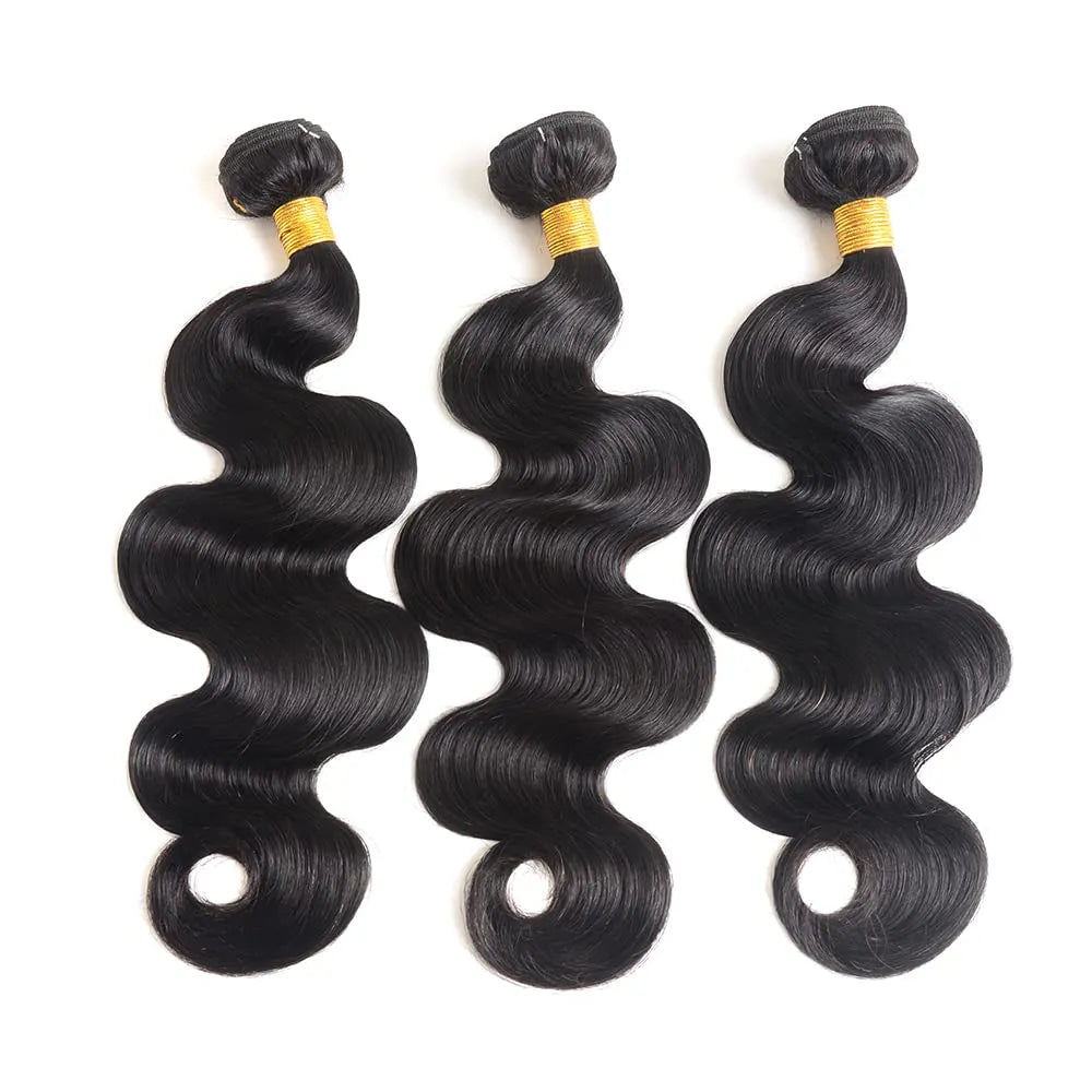 Body Wave Human Hair 3 Bundles 100% Unprocessed 10A Brazilian Raw Weave Bundle Human Hair Extensions for Black Women Natural Color