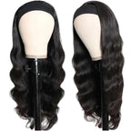 Headband Wig Human Hair Body Wave Wigs for Black Women Brazilian Virgin Hair Wear and Go Glueless Wig None Lace Front Wigs for Beginners 180% Density Natural Black Color