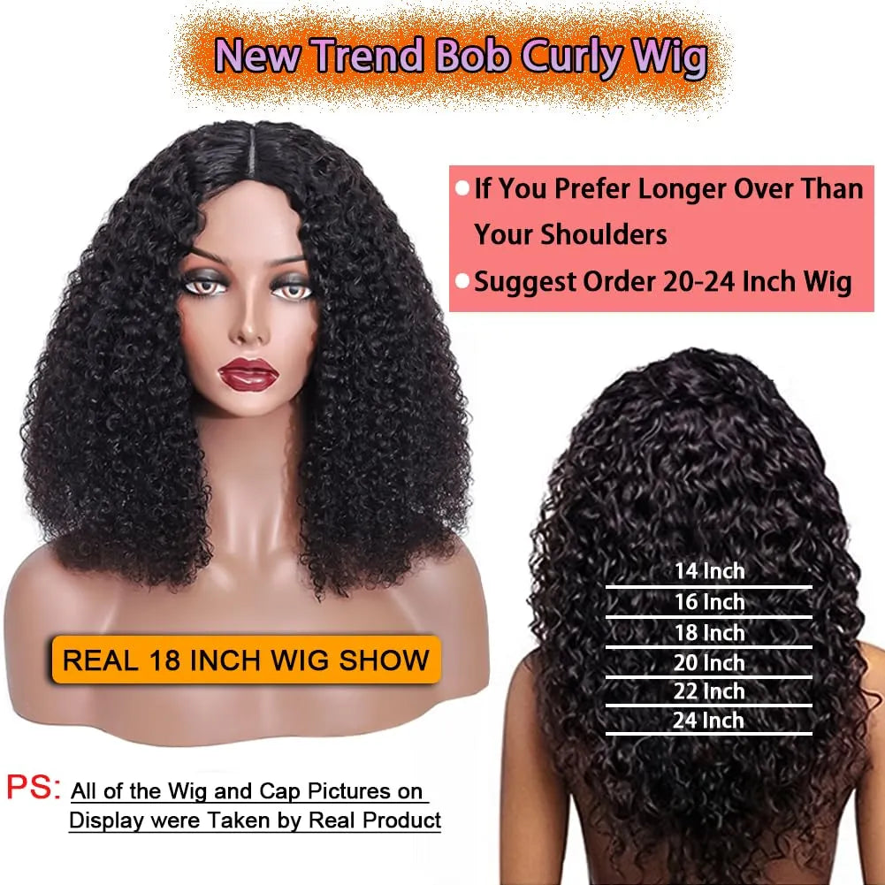 v part wig human hair kinky curly upgrade u part glueless wigs human hair pre plucked for black women 180% density 4x4x1 inch middle net clip in half wig natural black
