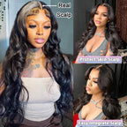 v part wig human hair body wave upgrade u part glueless wigs human hair pre plucked pre cut for black women 180% density 4x4x1 inch middle net clip in half wig natural black
