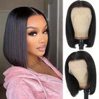 Bob Wig Human Hair 180% Density 13x4 HD Transparent Lace Front Wigs Pre Plucked Short Bob Glueless Straight Wigs for Women Natural Black