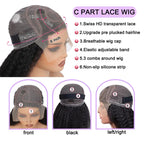 kinky straight human hair wigs C part 6x4x1 lace front 100% Brazilian virgin human hair 180% density yaki straight curly wig for black women natural black color