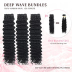 Deep Wave Bundles Human Hair 12A Curly Human Hair Bundles 100% Unprocessed Brazilian Water Wave 3 Wet and Wavy Bundles for Black Women