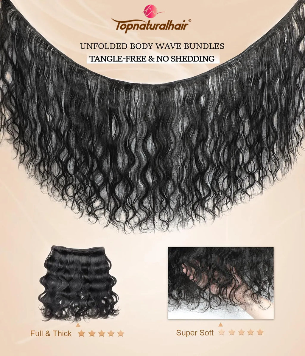 Healthy Human Hair Bundles, Body Wave Bundles Human Hair, 100% Unprocessed Selected Brazilian Virgin Remy Hair Extensions 3 bundles Single Bundle