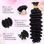 Human Braiding Hair for Boho Braids 18 Inch 100g 2 Bundles/Pack Deep Wave 12A Curly Brazilian Virgin Hair Extensions No Weft Knotless Bulk
