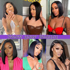 Bob Wig 13x4 HD Transparent Lace Front Wigs 100% Human Hair Pre Plucked 180% Density Short Bob Glueless Straight Wigs Human Hair for Women Natural Black