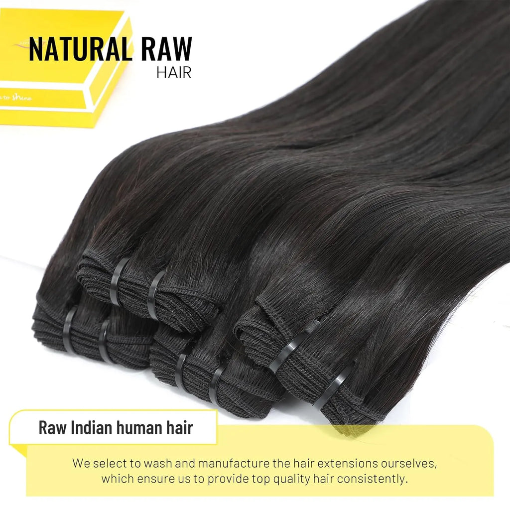 Raw Bundles Human Hair, No Tangle Shedding, Keep Texture Silky Soft after 89 Times Washes, 13A Raw Indian Bundles Triple Lifespan Chemical Free
